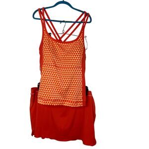 Lands End Tankini 2-piece Swim Suit 26W Orange Polka Dot